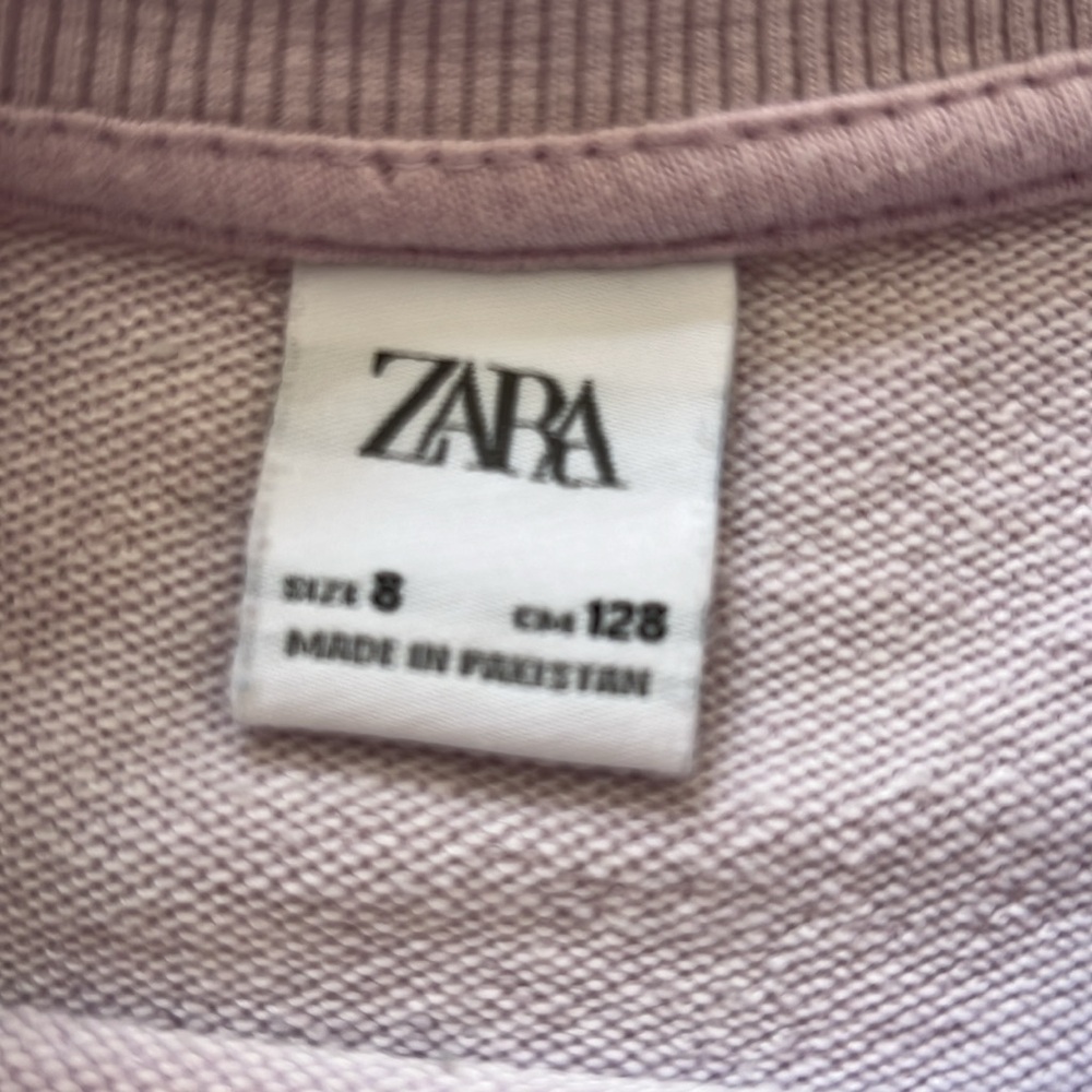 Zara girls sweatshirt 100% cotton always surfing lavender tan cropped EUC - Picture 3 of 5
